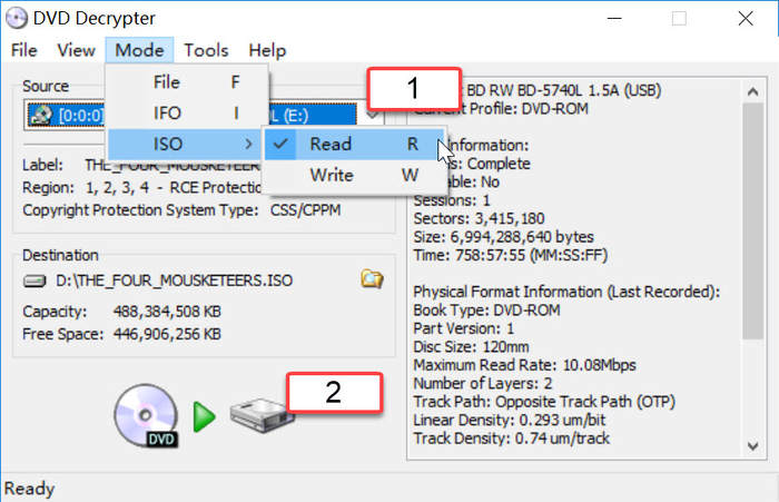 dvDecrypter Convertir DVD a ISO