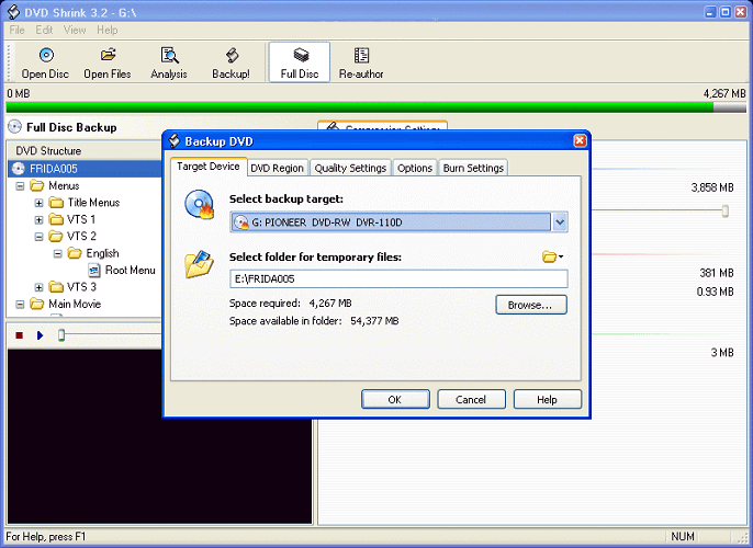 DVD Shrink Interface