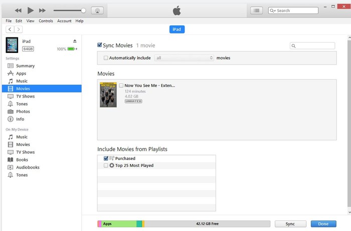 透過 iTunes 將 DVD 同步到 iPad