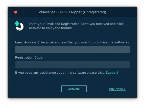 VideoByte BD-DVD Ripper Mac non registrato