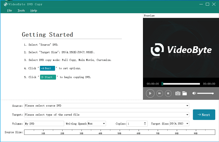 VideoByte DVD複製主介面